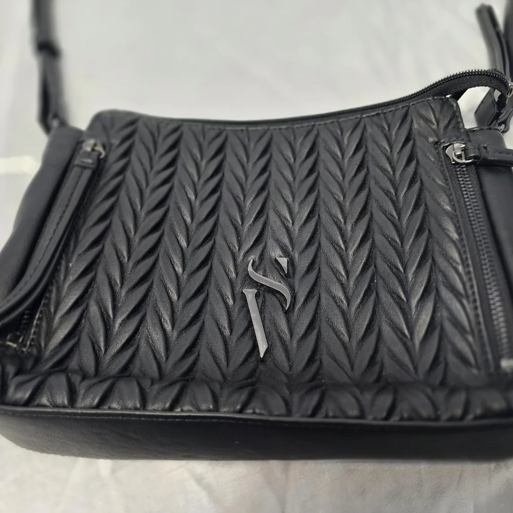 Simply Vera Vera Wang Black Textured Crossbody Bag - Picture 2 of 16